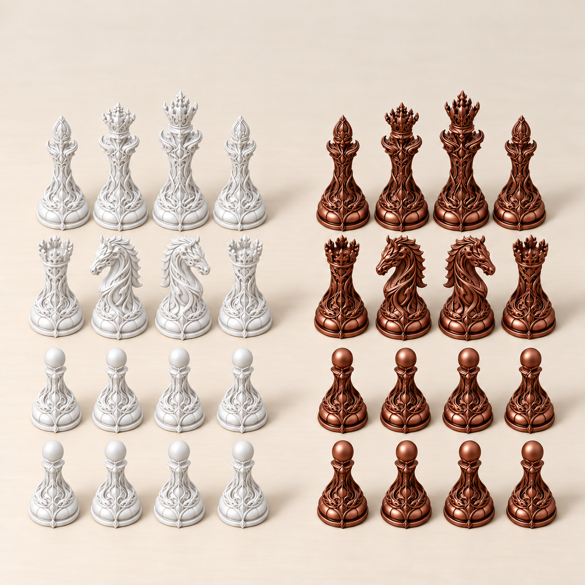 Verdant Liturgy – organisches Fantasy-Schachfigurenset mit 32 Figuren – Ansicht 13