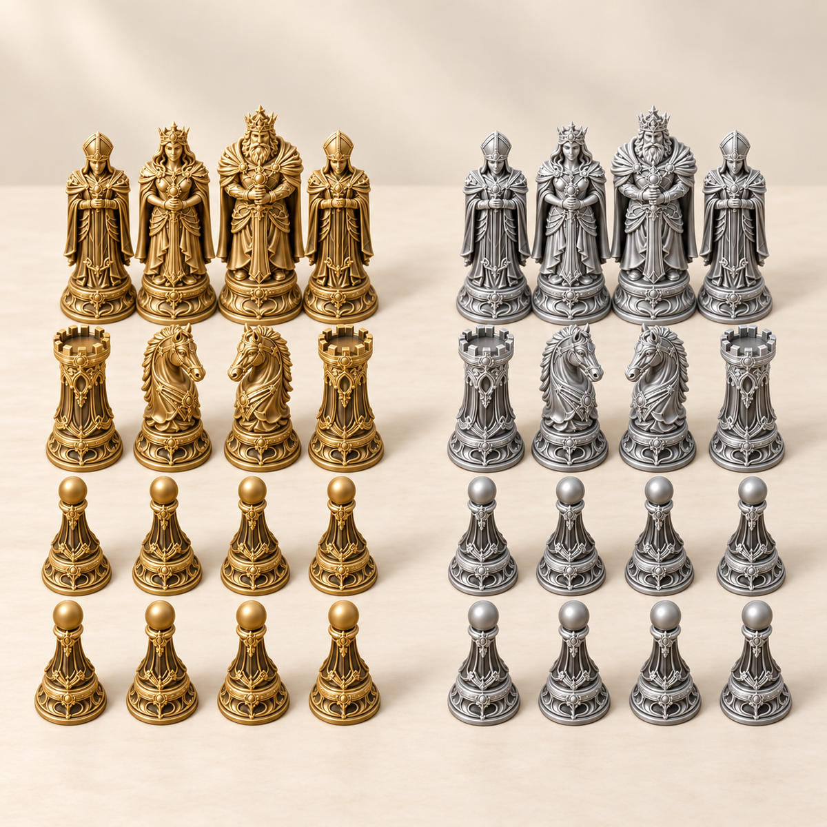 The Golden Empire – königliches Fantasy-Schachfigurenset mit 32 Figuren – Ansicht 4
