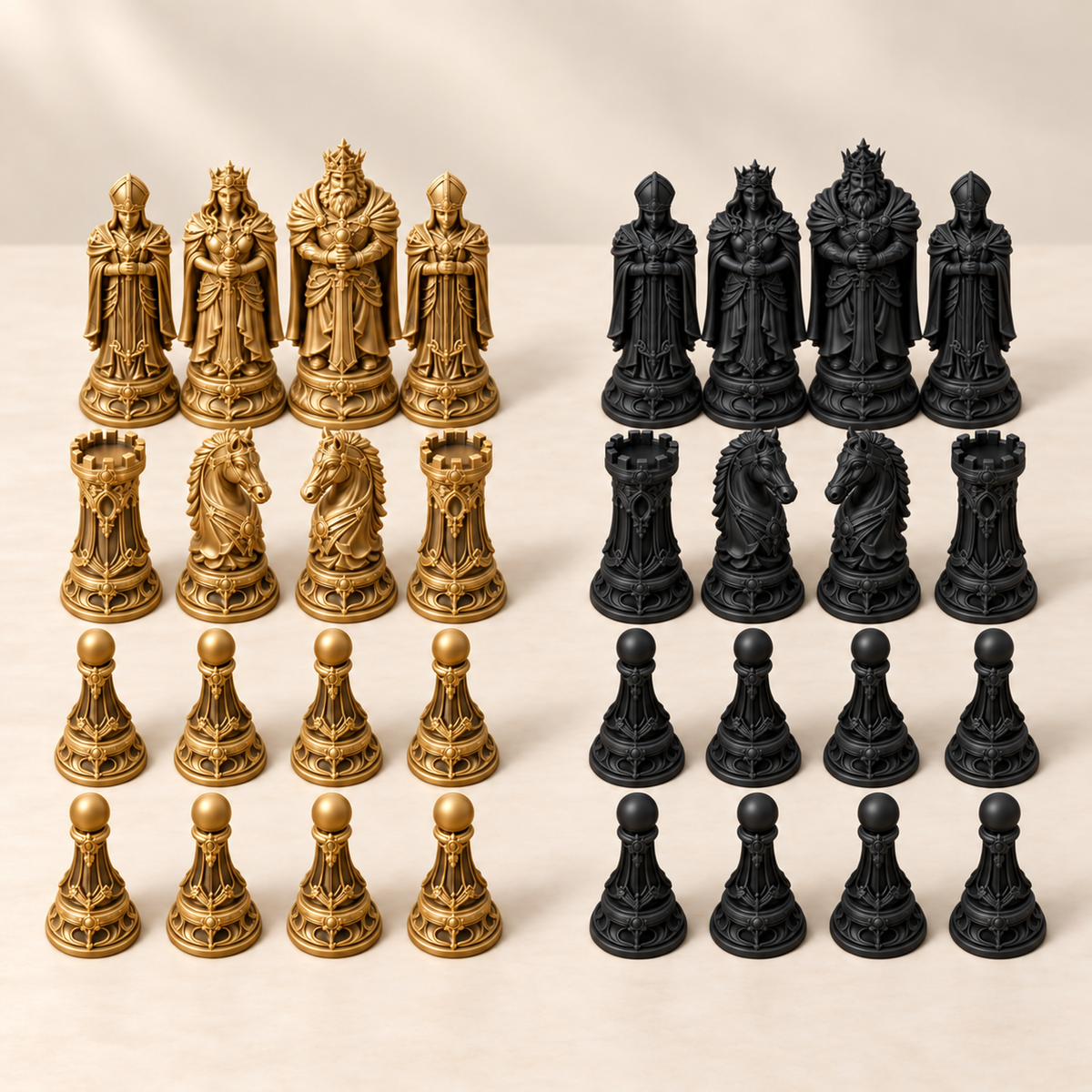 The Golden Empire – königliches Fantasy-Schachfigurenset mit 32 Figuren – Ansicht 5