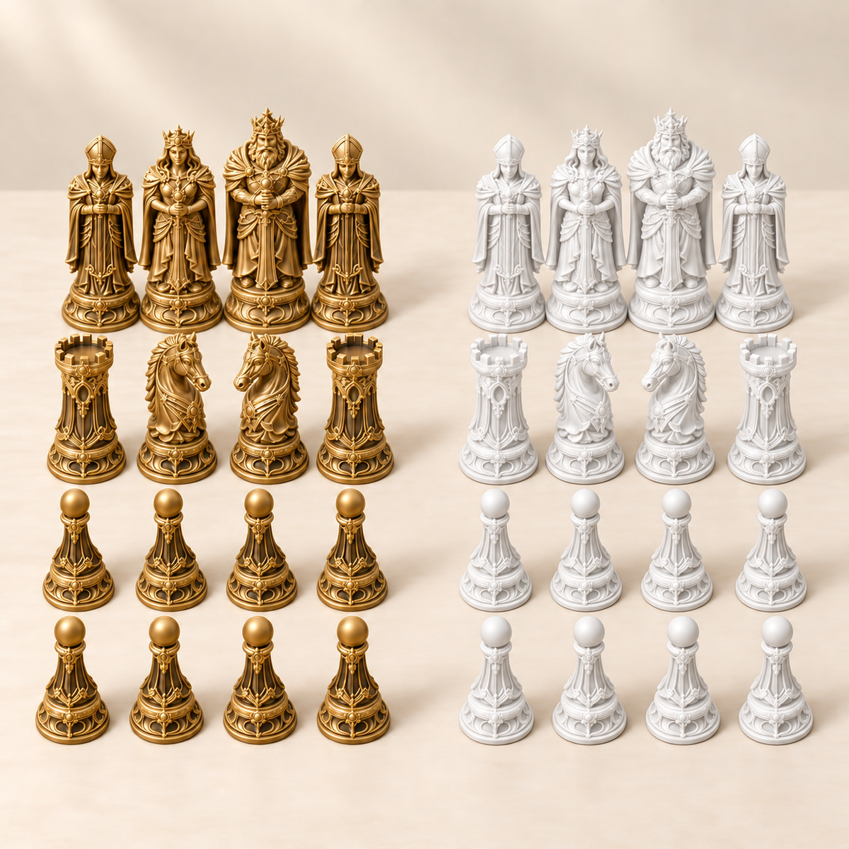 The Golden Empire – königliches Fantasy-Schachfigurenset mit 32 Figuren – Ansicht 6