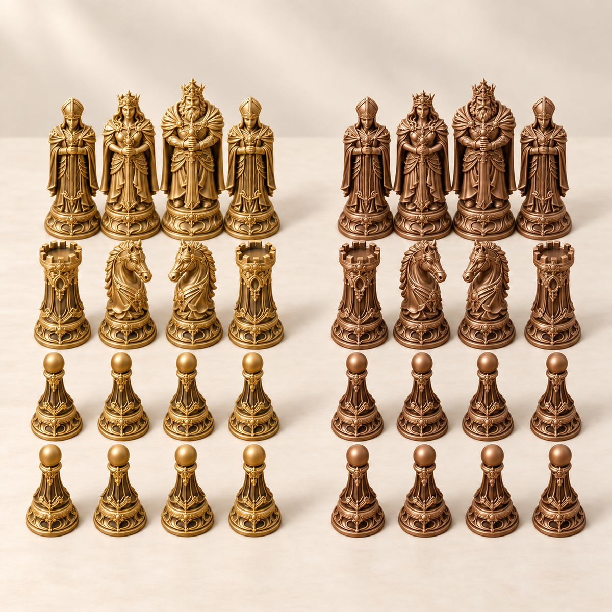 The Golden Empire – königliches Fantasy-Schachfigurenset mit 32 Figuren – Ansicht 7