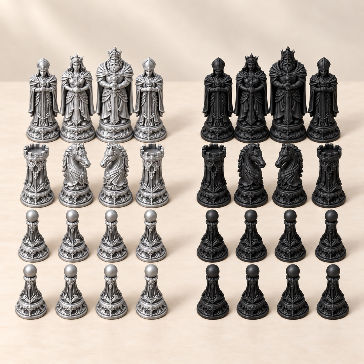The Golden Empire – königliches Fantasy-Schachfigurenset mit 32 Figuren – Ansicht 8