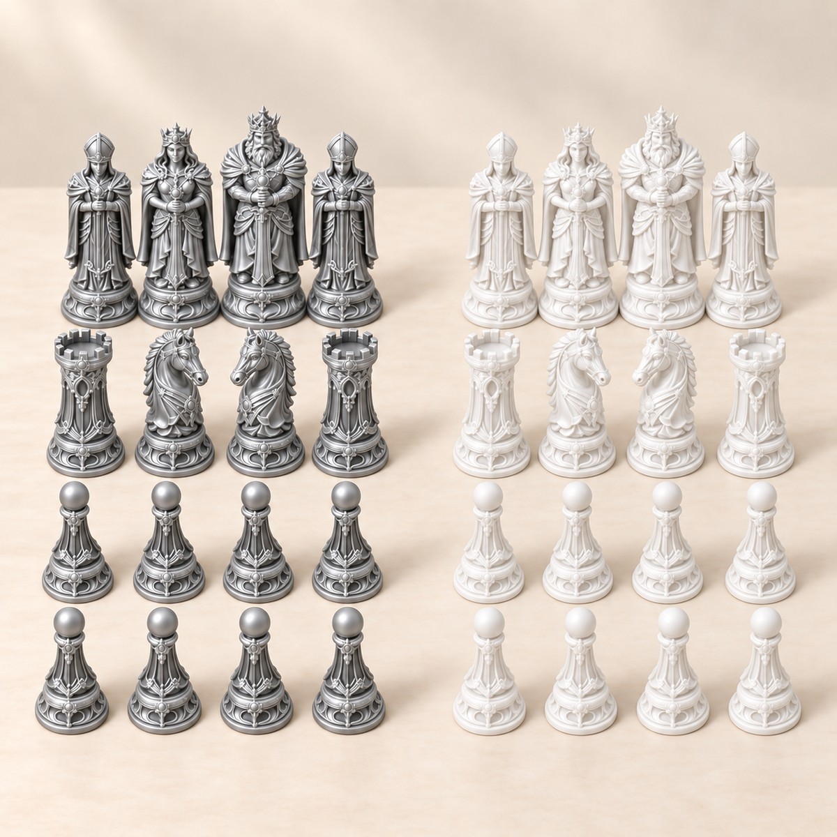 The Golden Empire – königliches Fantasy-Schachfigurenset mit 32 Figuren – Ansicht 9