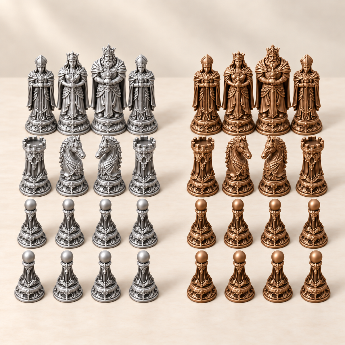 The Golden Empire – königliches Fantasy-Schachfigurenset mit 32 Figuren – Ansicht 10