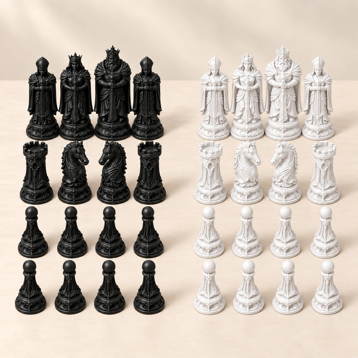 The Golden Empire – königliches Fantasy-Schachfigurenset mit 32 Figuren – Ansicht 11