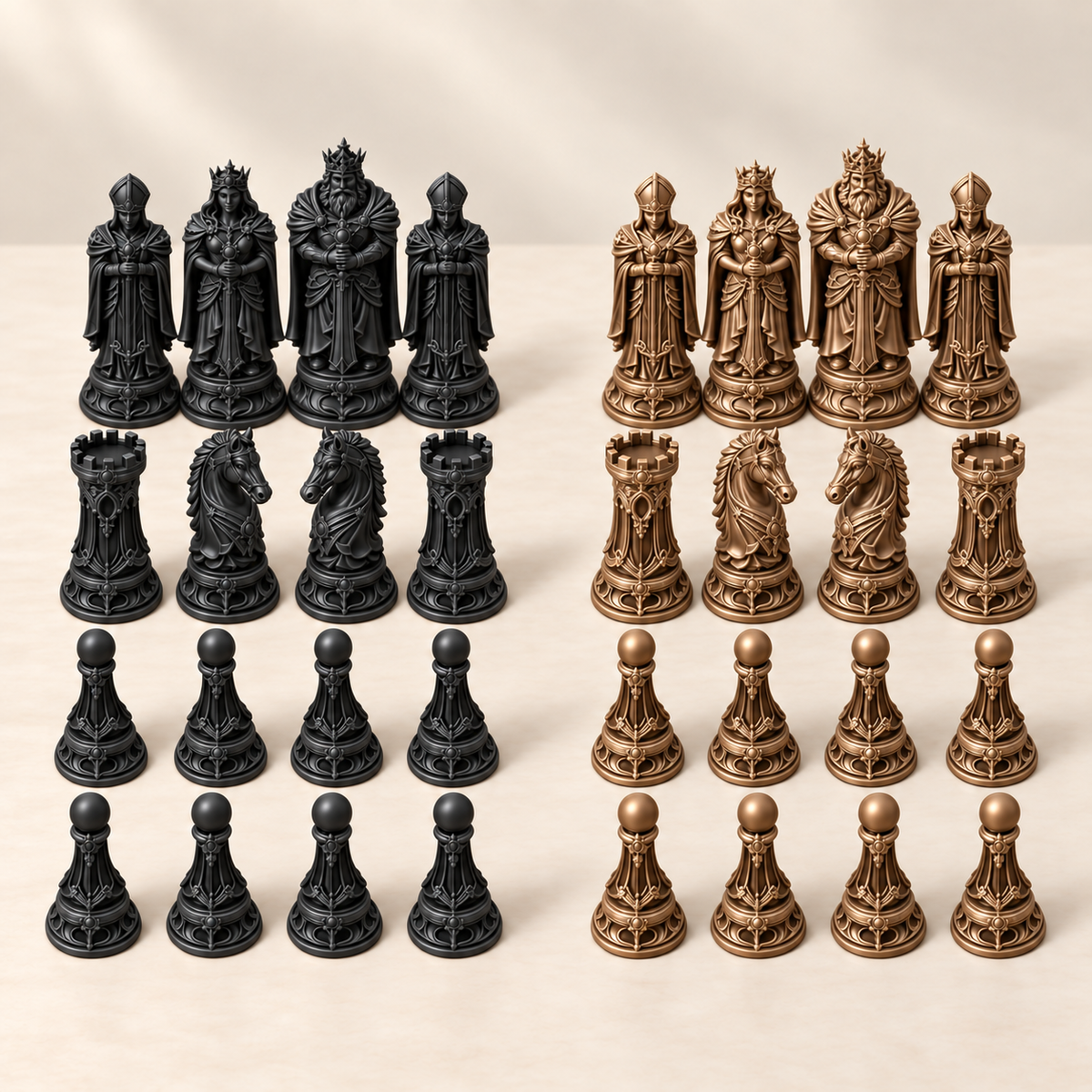 The Golden Empire – königliches Fantasy-Schachfigurenset mit 32 Figuren – Ansicht 12