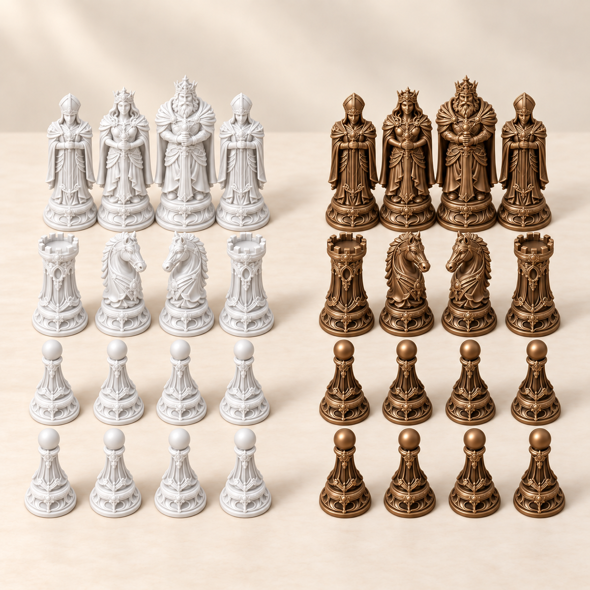The Golden Empire – königliches Fantasy-Schachfigurenset mit 32 Figuren – Ansicht 13