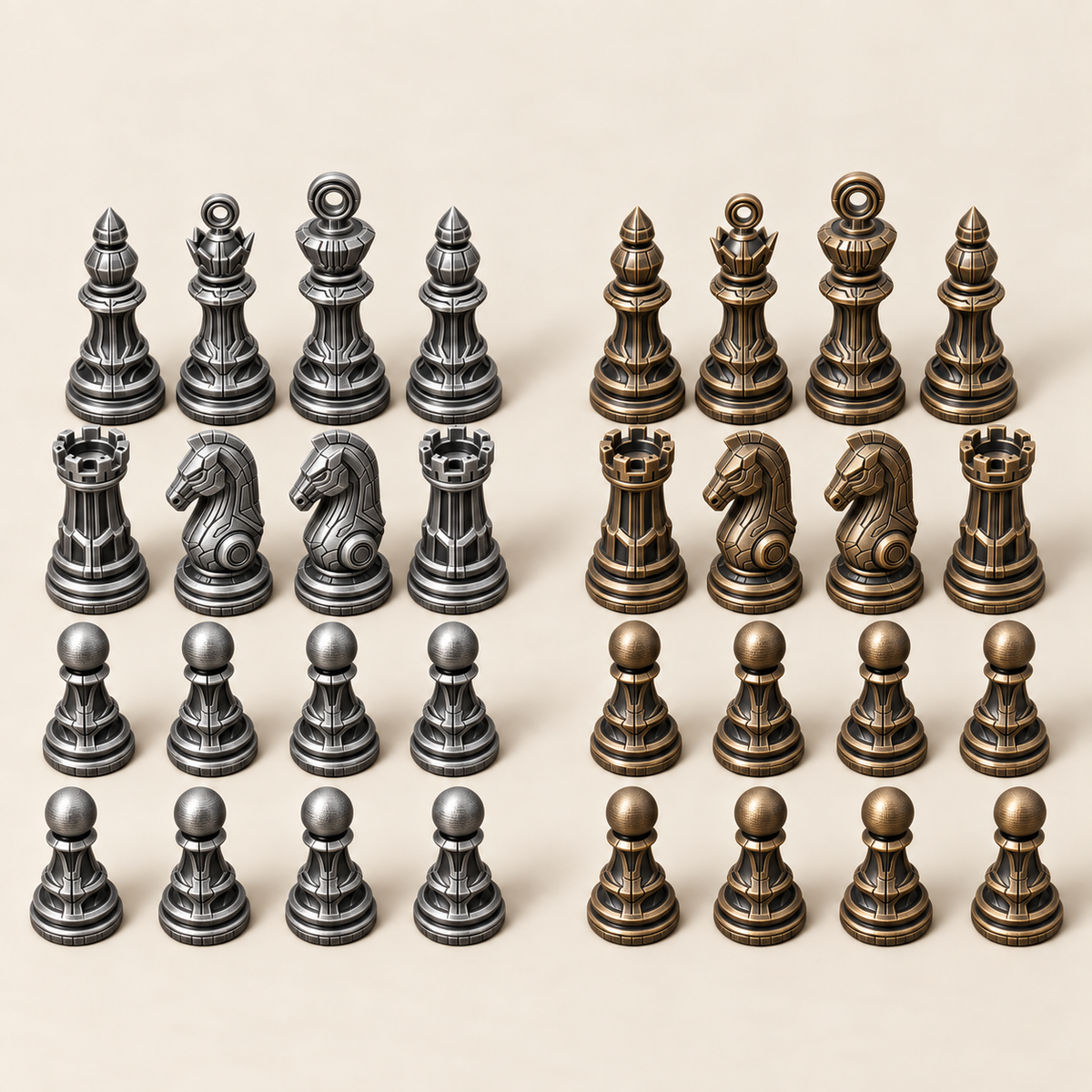 Cyber 1.0 – futuristisches Schachfigurenset mit 32 Figuren – Ansicht 3