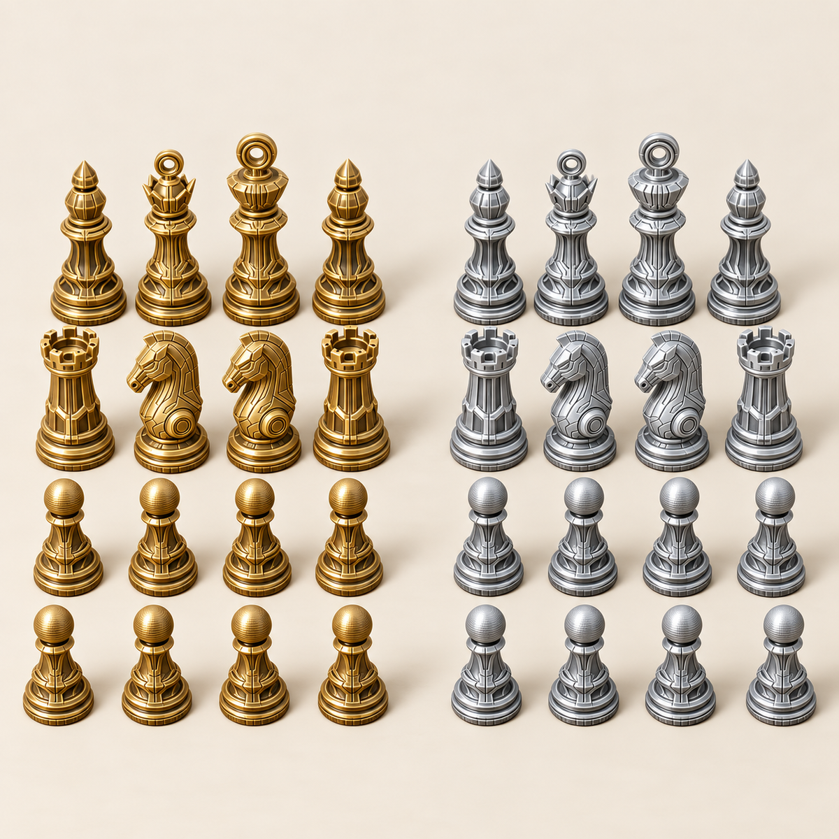 Cyber 1.0 – futuristisches Schachfigurenset mit 32 Figuren – Ansicht 4