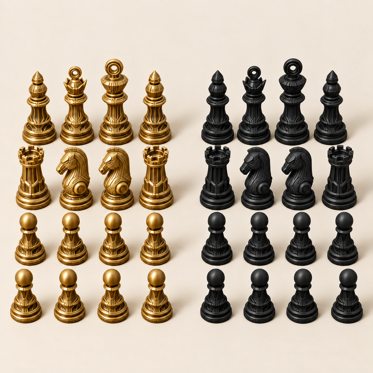 Cyber 1.0 – futuristisches Schachfigurenset mit 32 Figuren – Ansicht 5