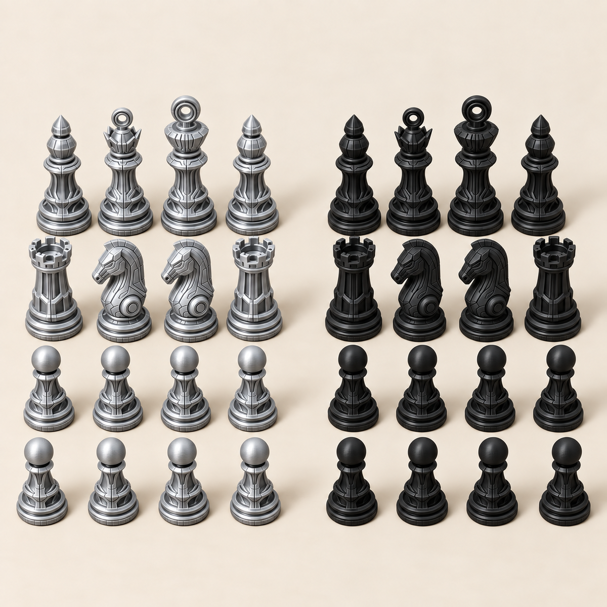 Cyber 1.0 – futuristisches Schachfigurenset mit 32 Figuren – Ansicht 8