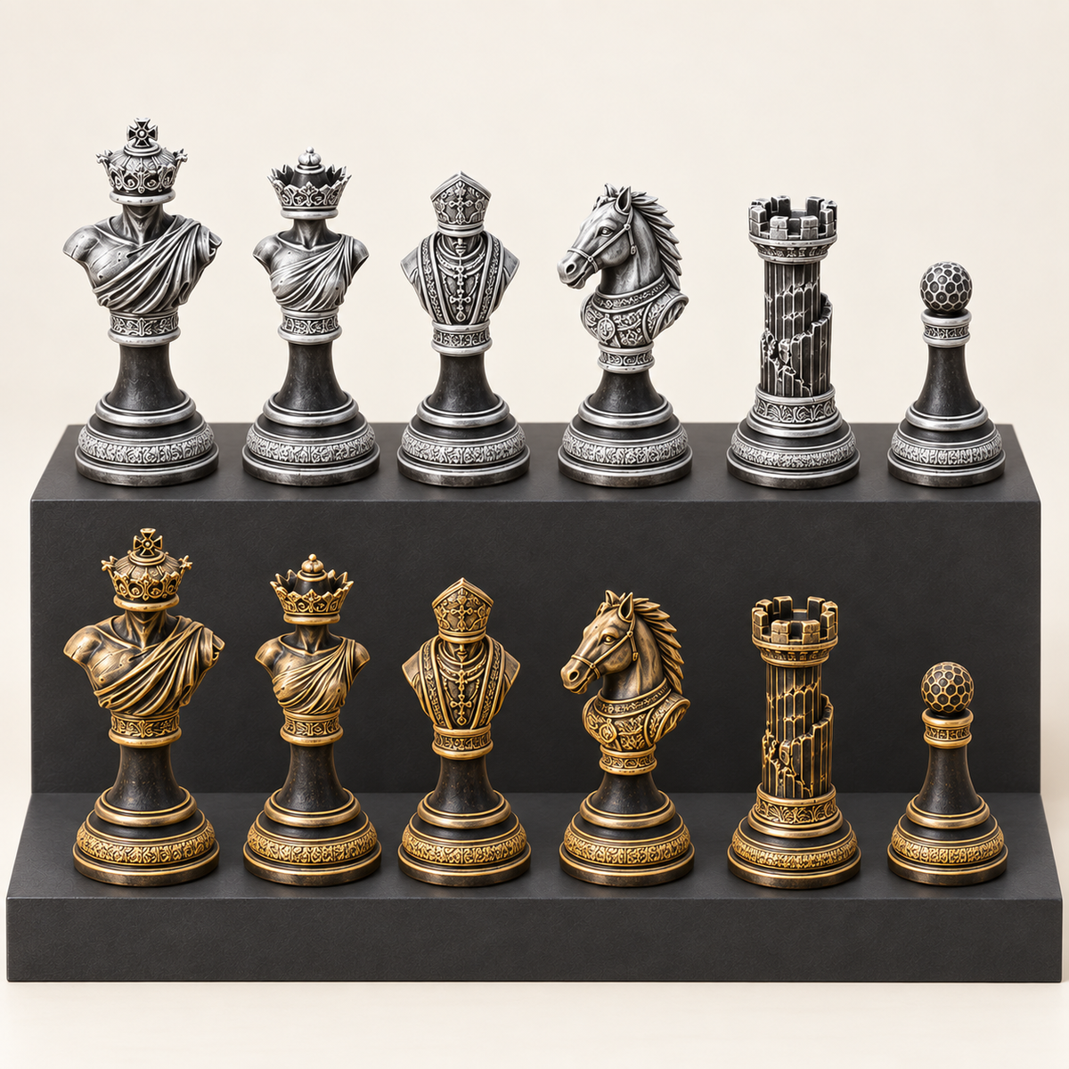 The Sculpted Throne – klassisches Schachfigurenset mit 32 Figuren – Ansicht 1