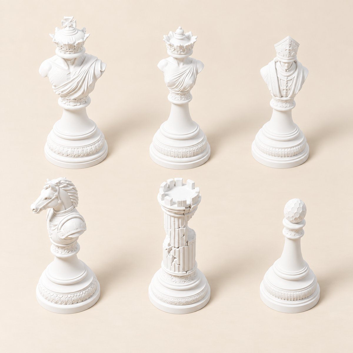 The Sculpted Throne – klassisches Schachfigurenset mit 32 Figuren – Ansicht 2