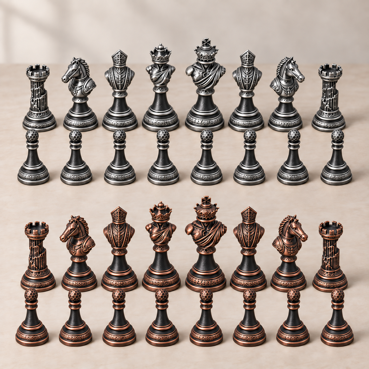 The Sculpted Throne – klassisches Schachfigurenset mit 32 Figuren – Ansicht 3