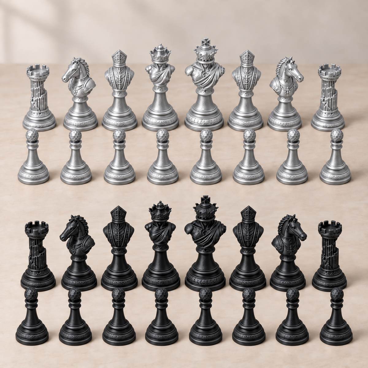 The Sculpted Throne – klassisches Schachfigurenset mit 32 Figuren – Ansicht 8