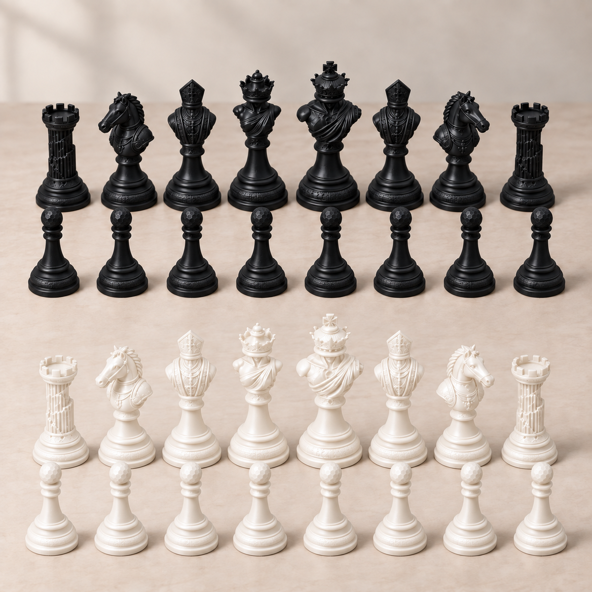 The Sculpted Throne – klassisches Schachfigurenset mit 32 Figuren – Ansicht 11