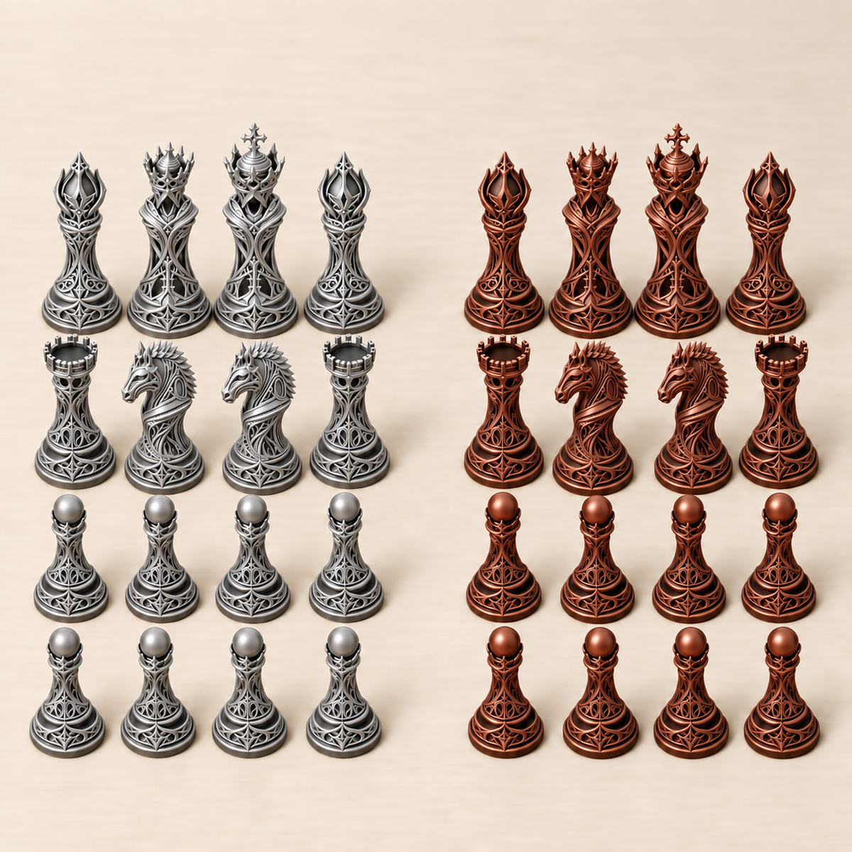 Ornate Eclipse – gotisches Fantasy-Schachfigurenset mit 32 Figuren – Ansicht 10