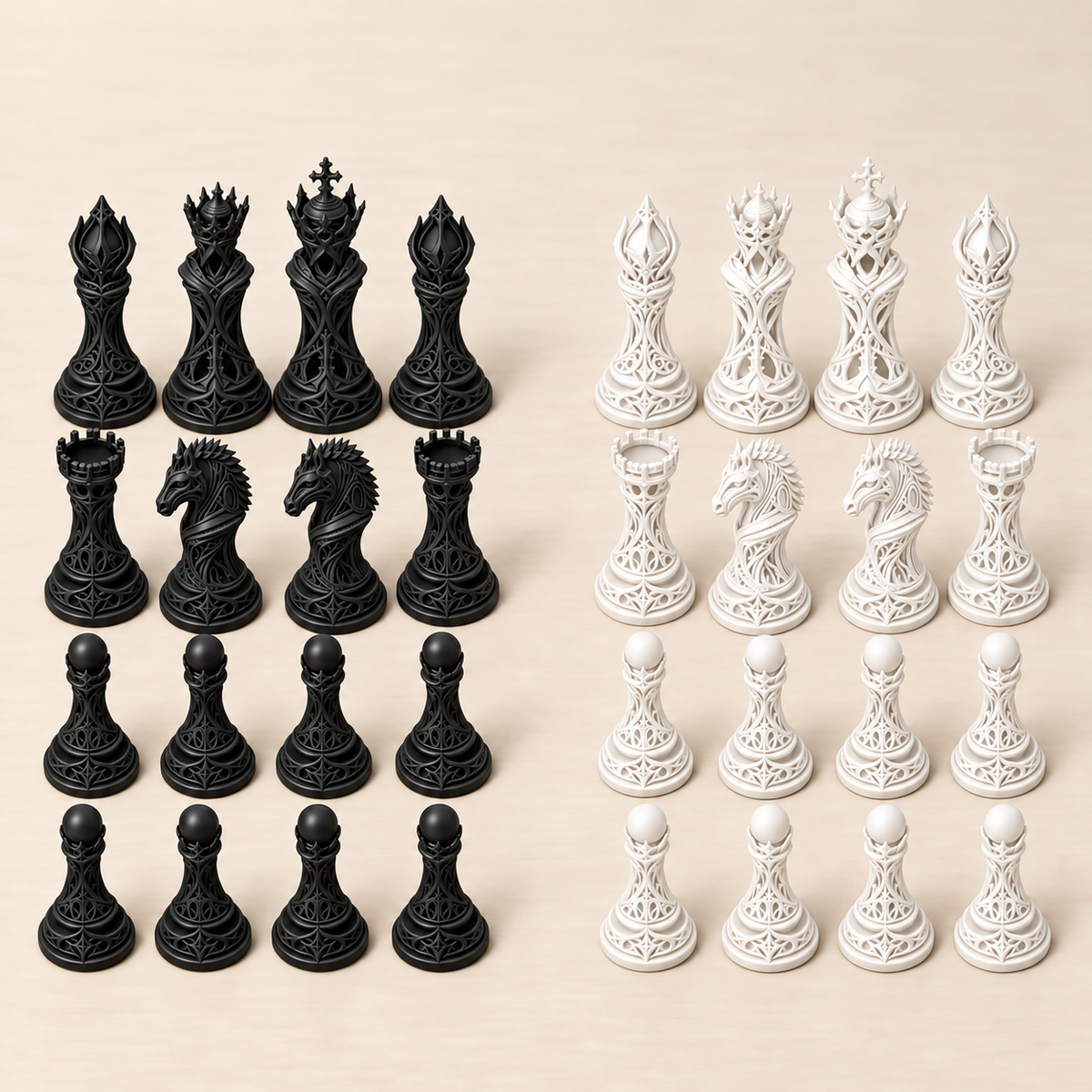 Ornate Eclipse – gotisches Fantasy-Schachfigurenset mit 32 Figuren – Ansicht 11