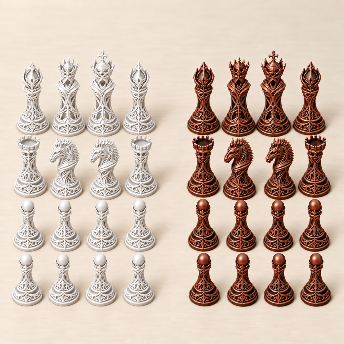 Ornate Eclipse – gotisches Fantasy-Schachfigurenset mit 32 Figuren – Ansicht 13