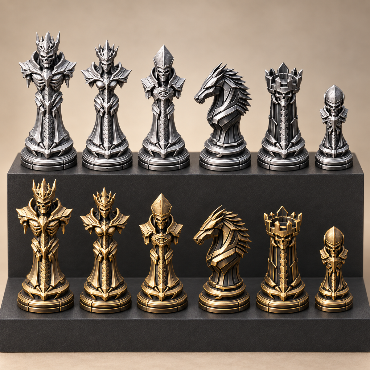 Eclypse Realm – düsteres Fantasy-Schachfigurenset mit 32 Figuren – Ansicht 1