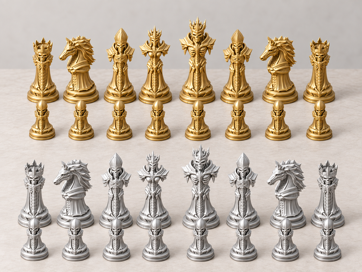 Eclypse Realm – düsteres Fantasy-Schachfigurenset mit 32 Figuren – Ansicht 4