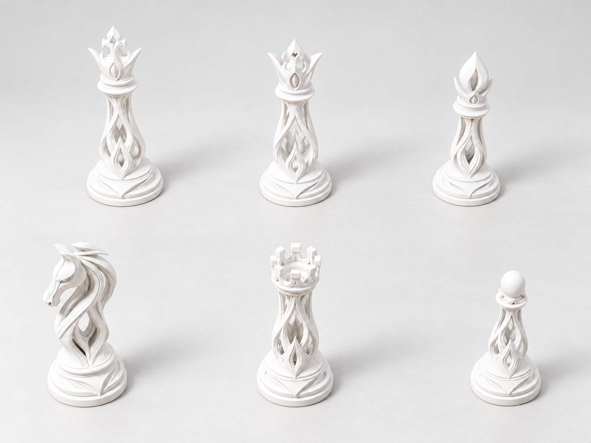 Eliptica – organisches Schachfigurenset mit 32 Figuren – Ansicht 2