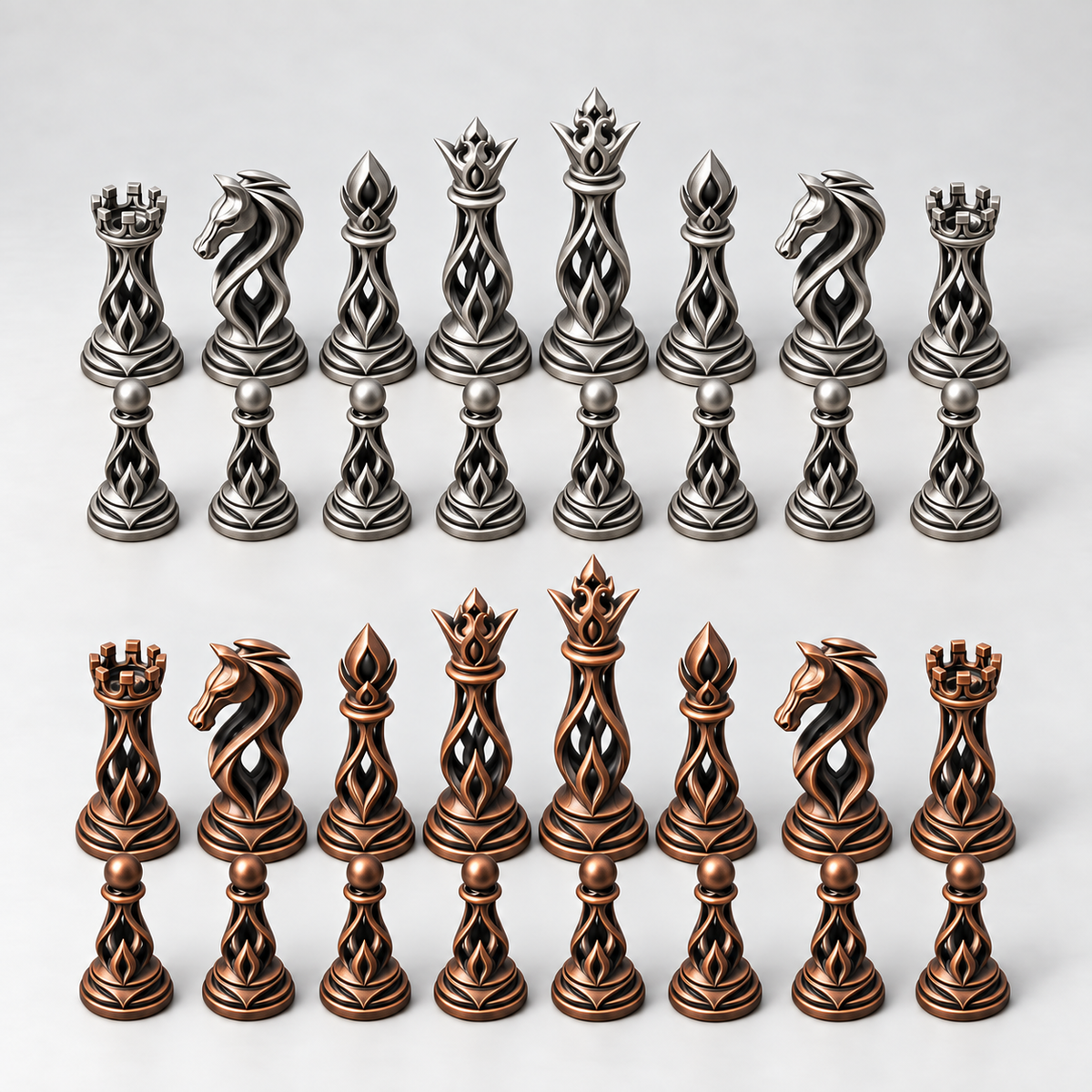 Eliptica – organisches Schachfigurenset mit 32 Figuren – Ansicht 3