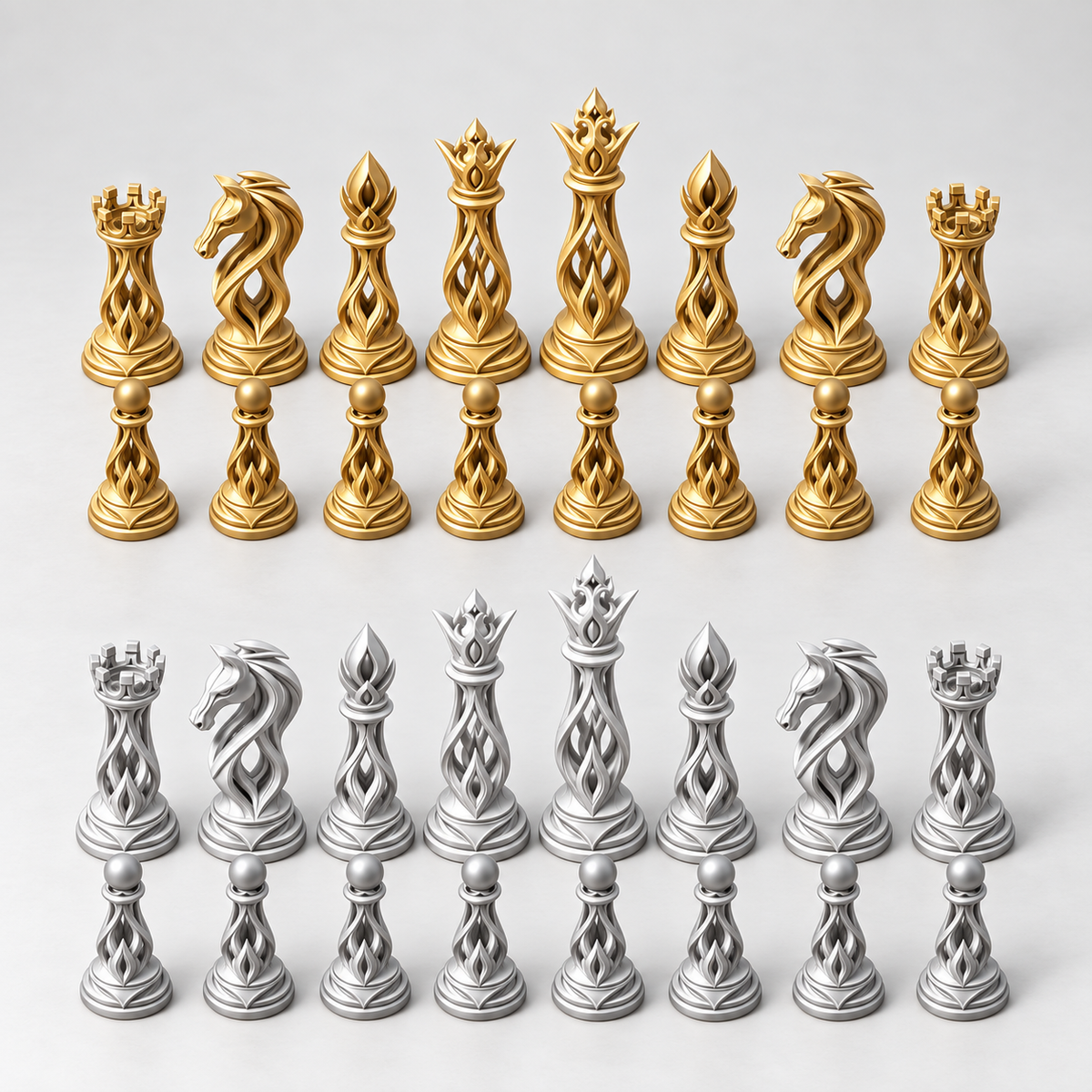 Eliptica – organisches Schachfigurenset mit 32 Figuren – Ansicht 4