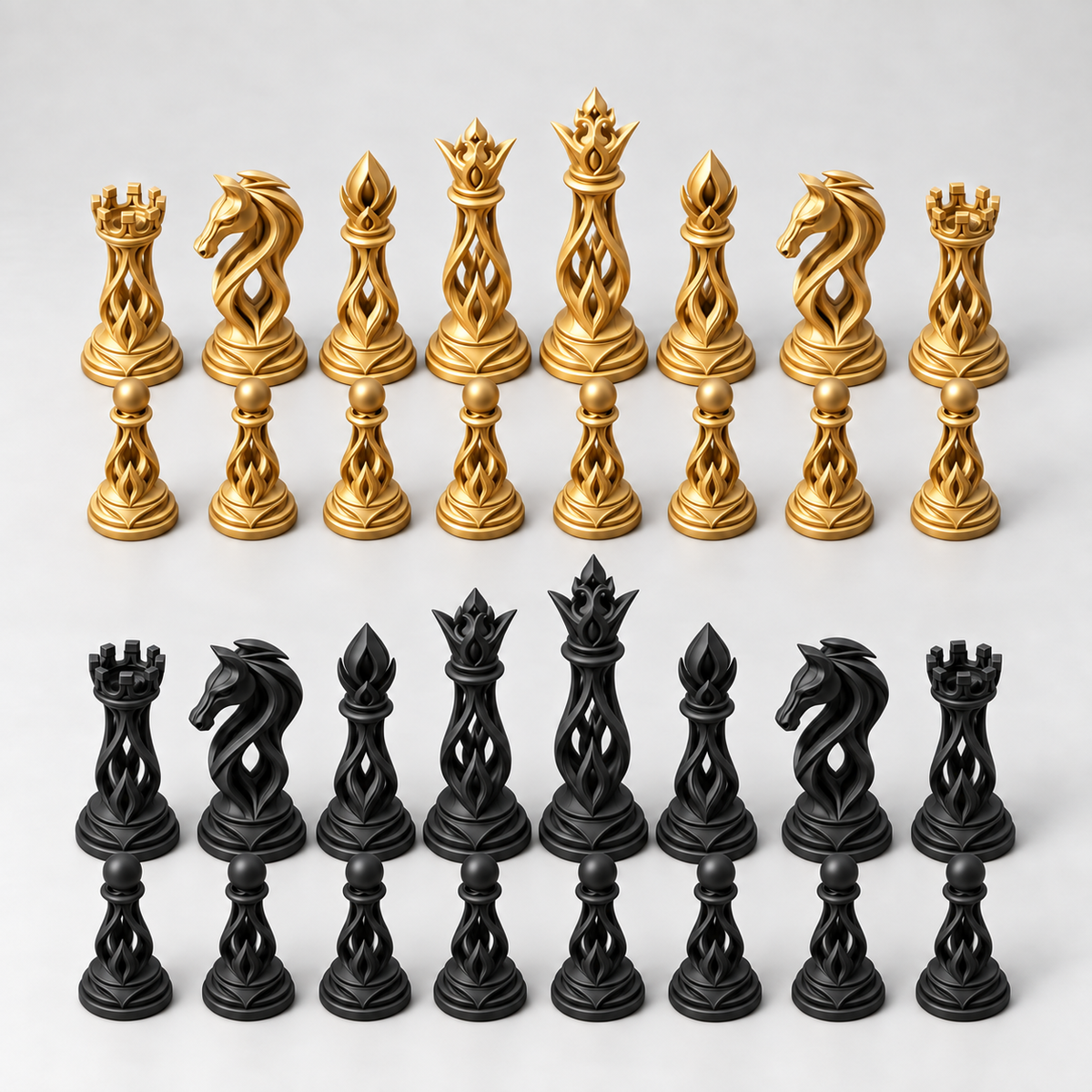 Eliptica – organisches Schachfigurenset mit 32 Figuren – Ansicht 5