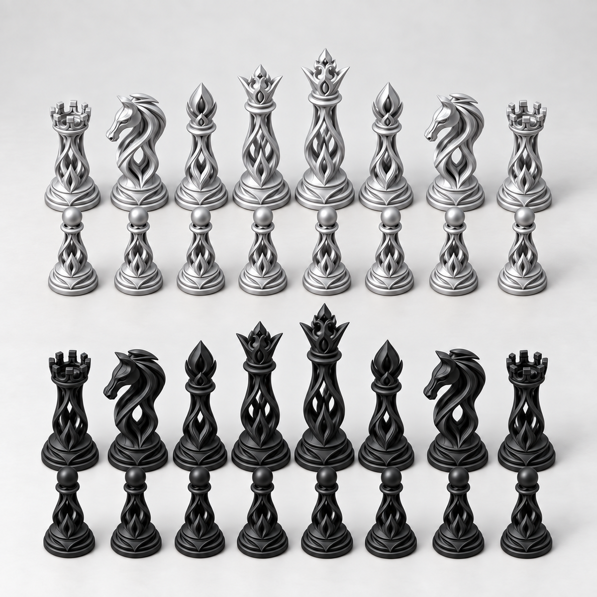 Eliptica – organisches Schachfigurenset mit 32 Figuren – Ansicht 8