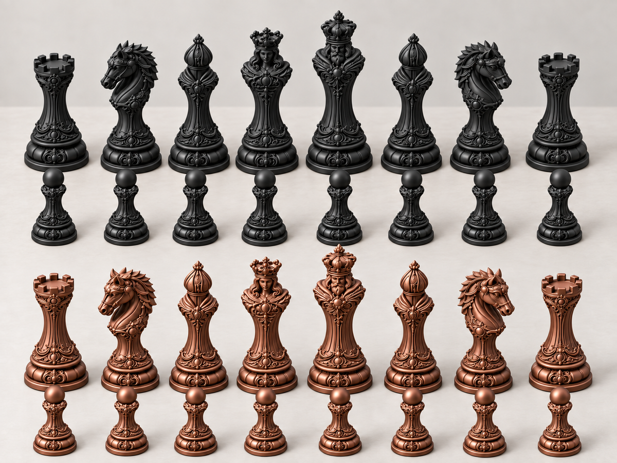 The Aureate Ivory Empire – barockes Schachfigurenset mit 32 Figuren – Ansicht 12