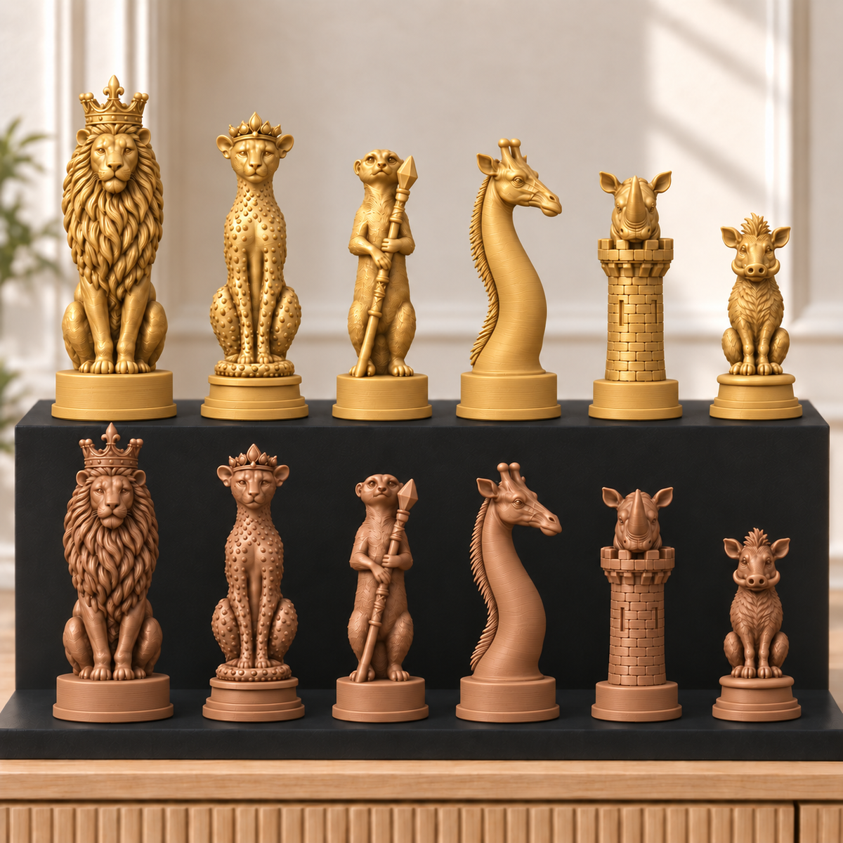Afrikanische Savanne – thematisches Schachfigurenset mit 32 Figuren – Ansicht 7