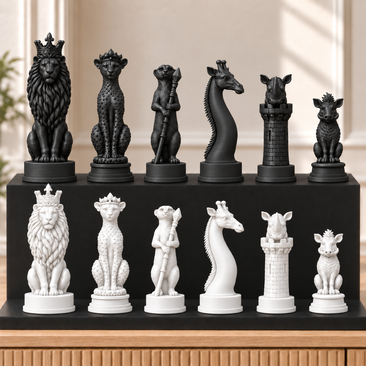 Afrikanische Savanne – thematisches Schachfigurenset mit 32 Figuren – Ansicht 11
