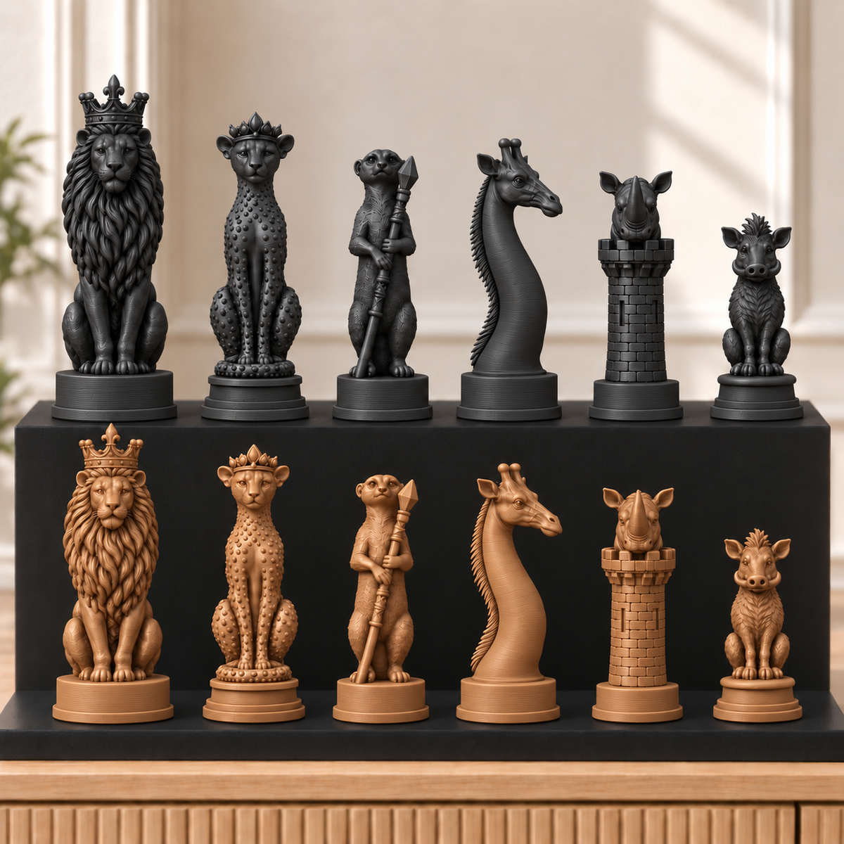 Afrikanische Savanne – thematisches Schachfigurenset mit 32 Figuren – Ansicht 12