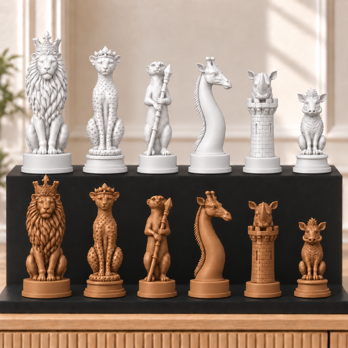 Afrikanische Savanne – thematisches Schachfigurenset mit 32 Figuren – Ansicht 13