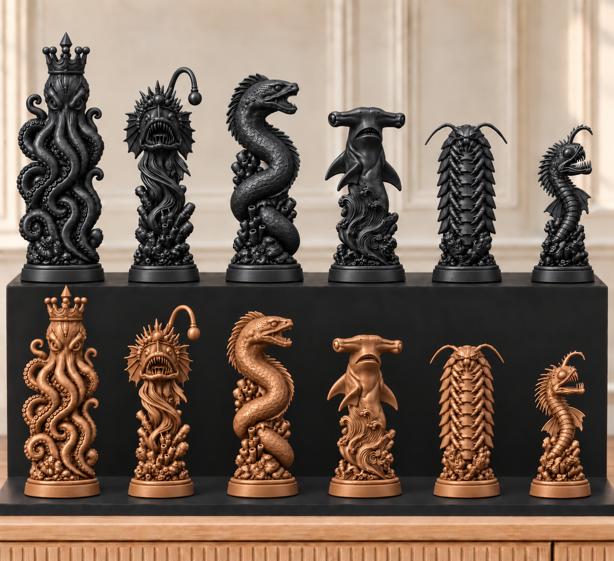 Tiefsee-Monster – thematisches Schachfigurenset mit 32 Figuren – Ansicht 12
