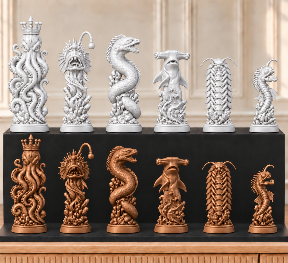 Tiefsee-Monster – thematisches Schachfigurenset mit 32 Figuren – Ansicht 13