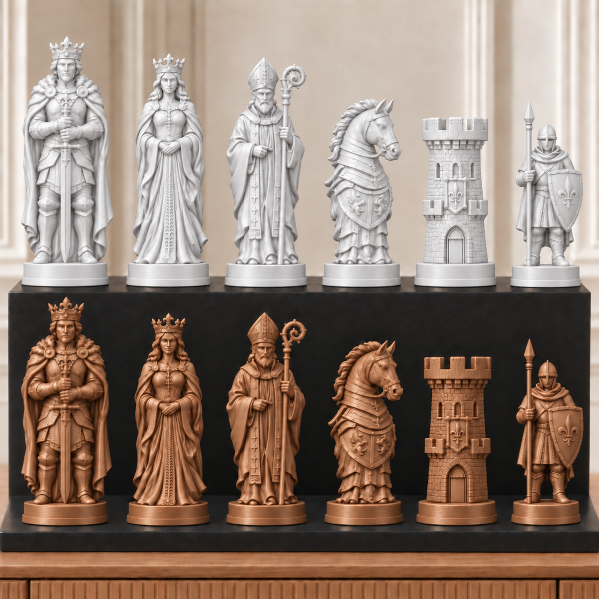Mittelalterliche Ritter – thematisches Schachfigurenset mit 32 Figuren – Ansicht 13