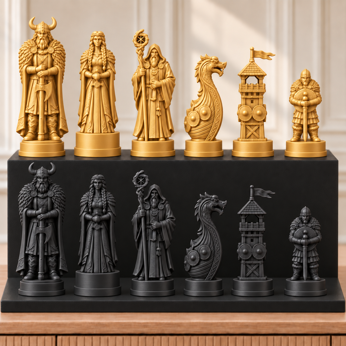 Wikinger – thematisches Schachfigurenset mit 32 Figuren – Ansicht 5