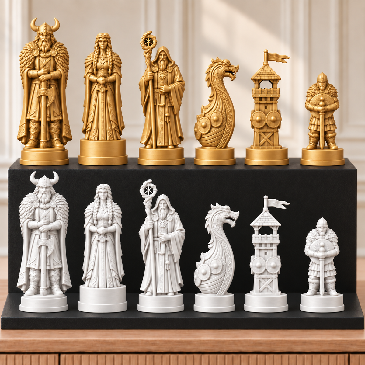 Wikinger – thematisches Schachfigurenset mit 32 Figuren – Ansicht 6