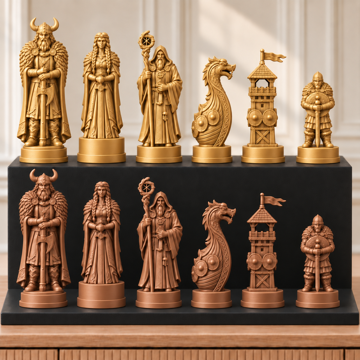 Wikinger – thematisches Schachfigurenset mit 32 Figuren – Ansicht 7