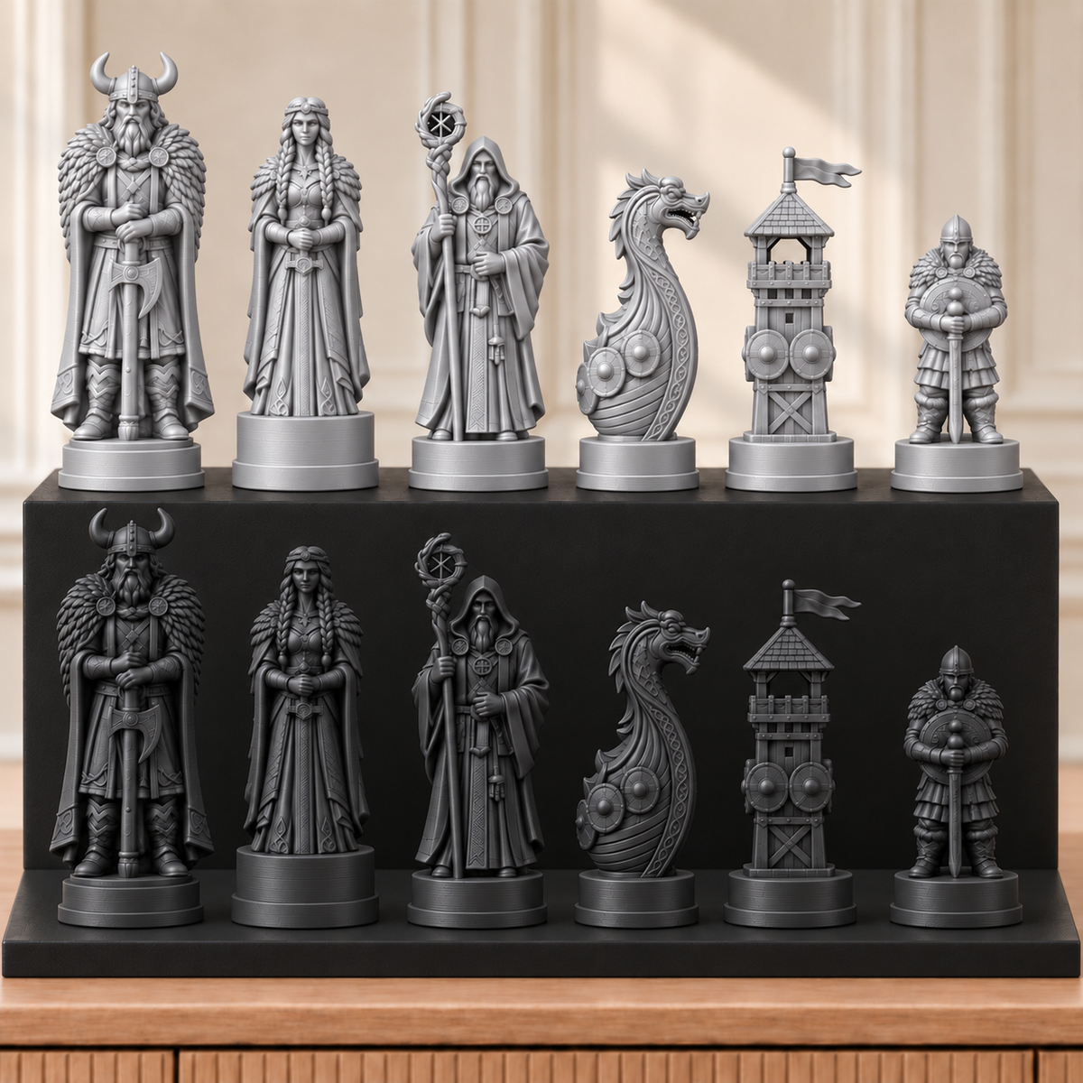 Wikinger – thematisches Schachfigurenset mit 32 Figuren – Ansicht 8