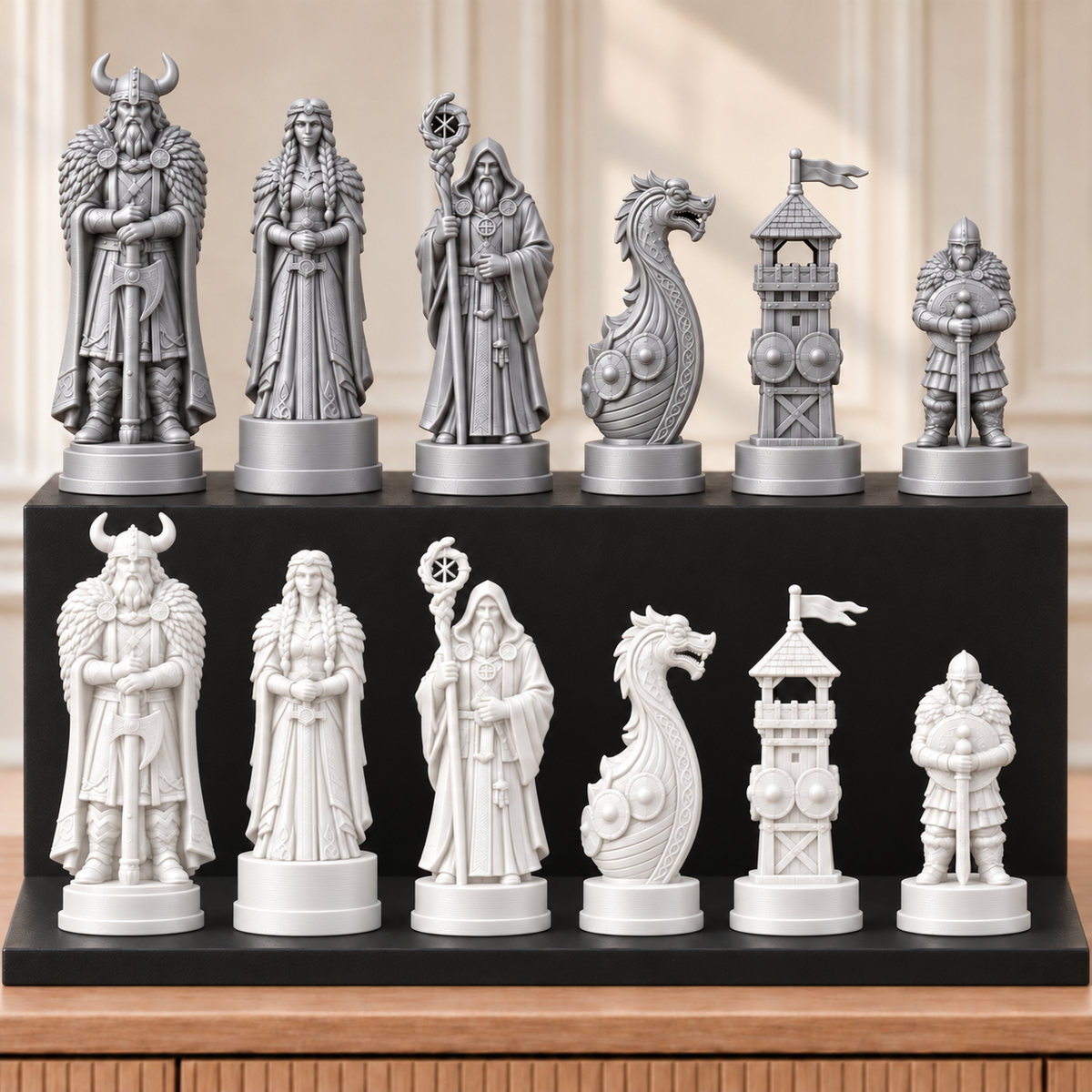 Wikinger – thematisches Schachfigurenset mit 32 Figuren – Ansicht 9