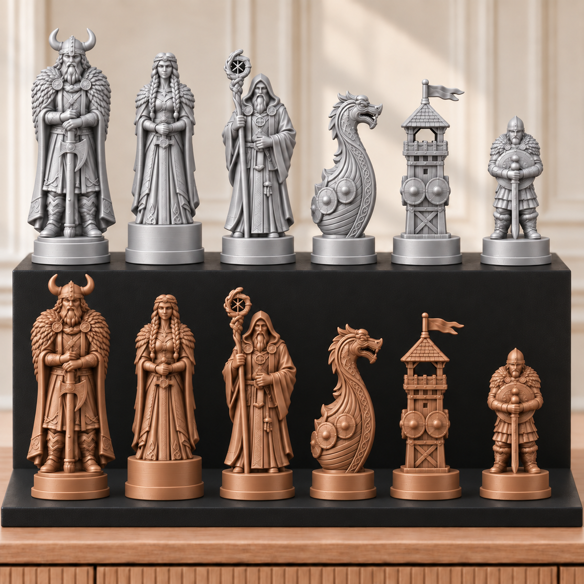 Wikinger – thematisches Schachfigurenset mit 32 Figuren – Ansicht 10