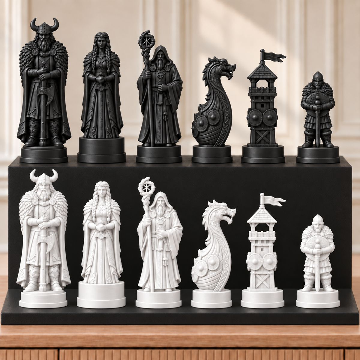 Wikinger – thematisches Schachfigurenset mit 32 Figuren – Ansicht 11