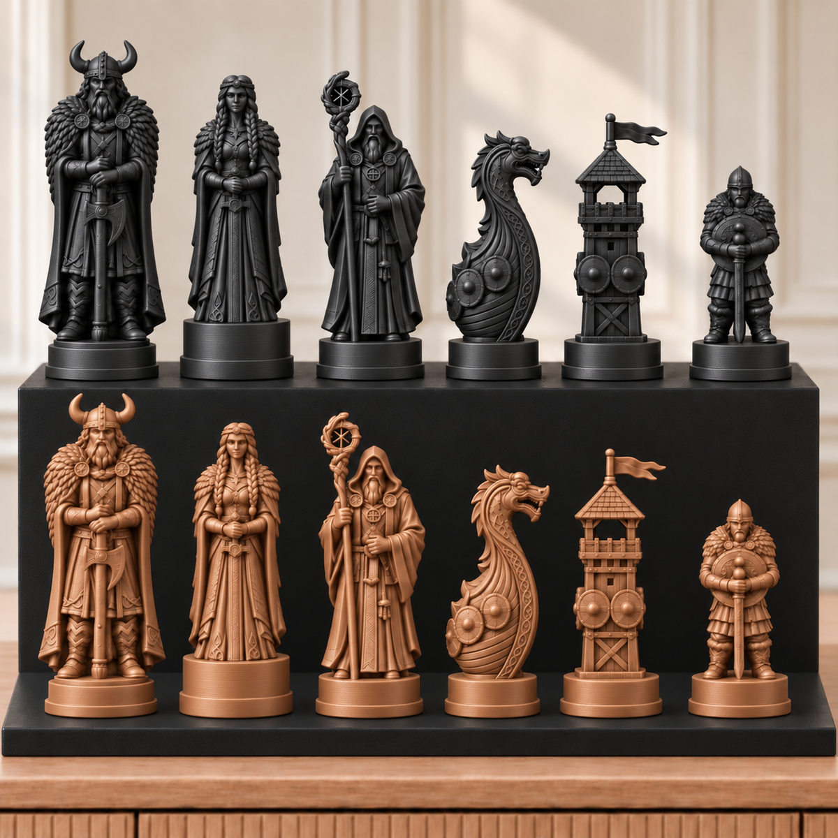 Wikinger – thematisches Schachfigurenset mit 32 Figuren – Ansicht 12