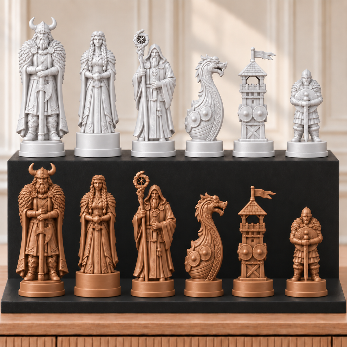 Wikinger – thematisches Schachfigurenset mit 32 Figuren – Ansicht 13