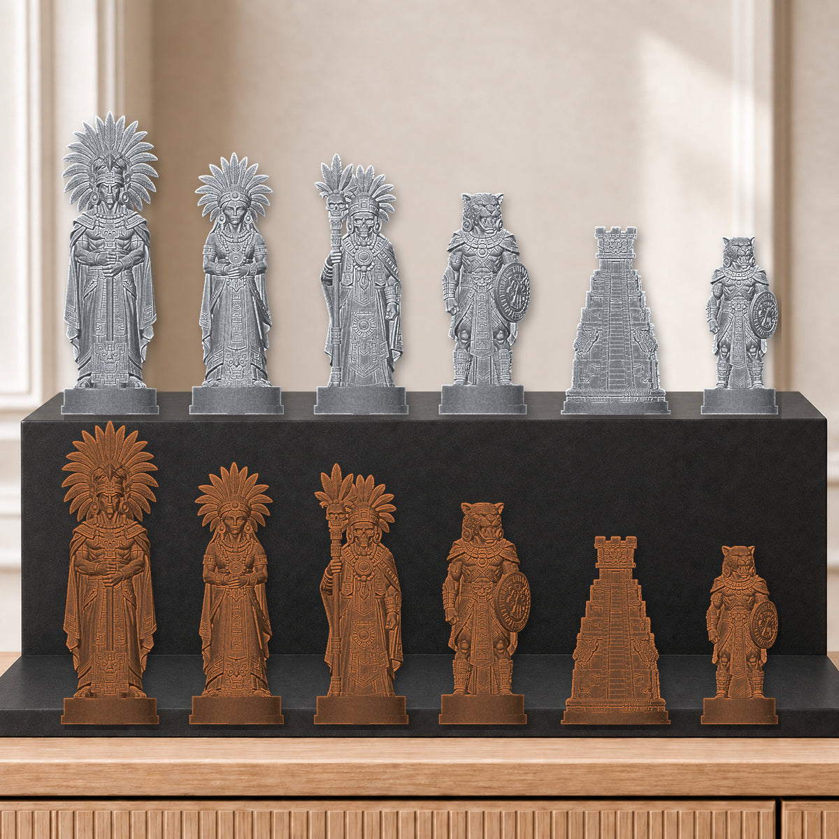 Azteken – thematisches Schachfigurenset mit 32 Figuren – Ansicht 3