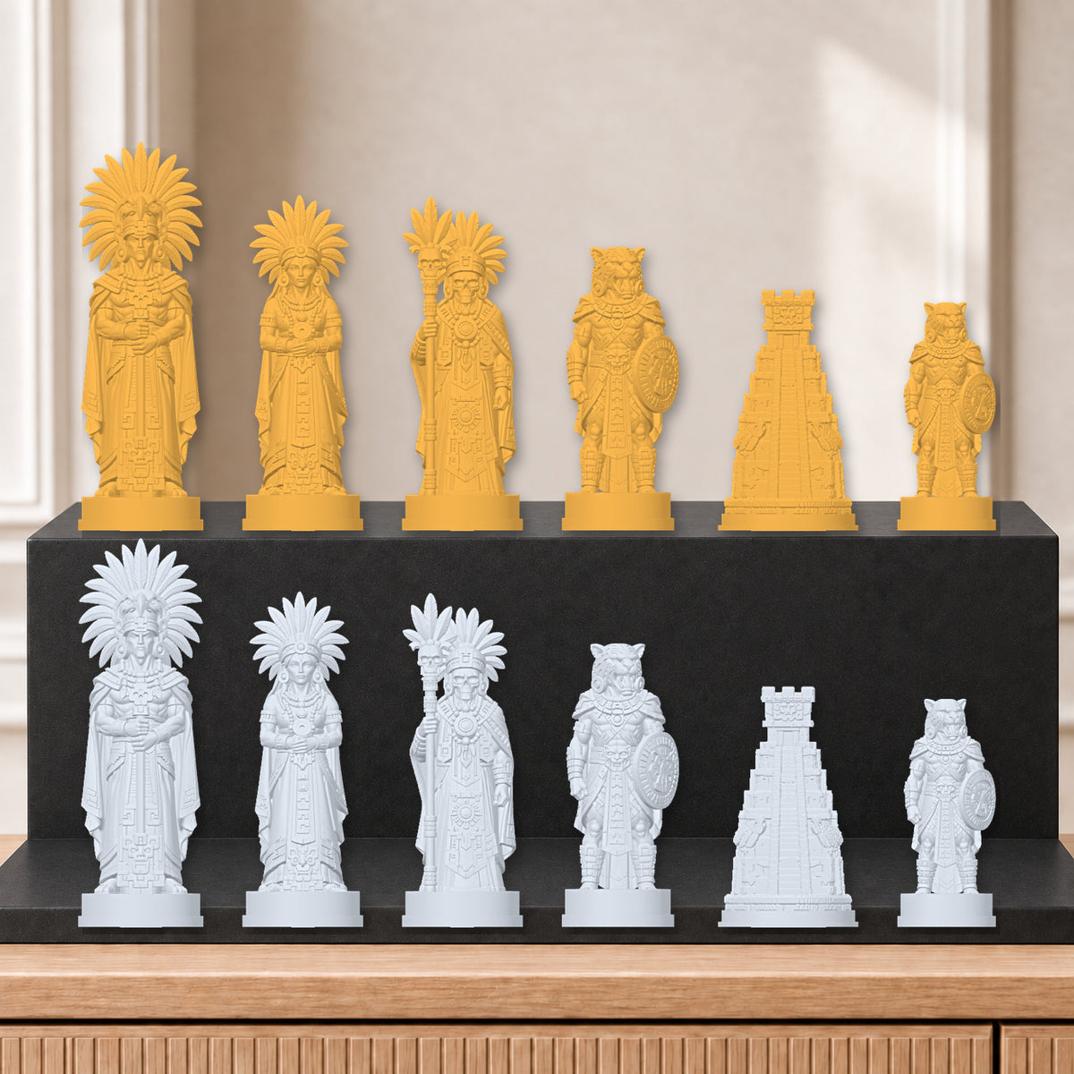 Azteken – thematisches Schachfigurenset mit 32 Figuren – Ansicht 4