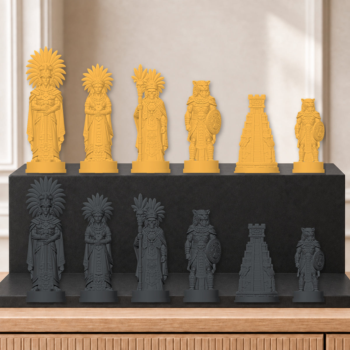Azteken – thematisches Schachfigurenset mit 32 Figuren – Ansicht 5